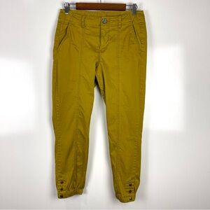 Cabi Mustard Yellow Utility Pants Women Tapered Ankle Stretch Casual Denim M